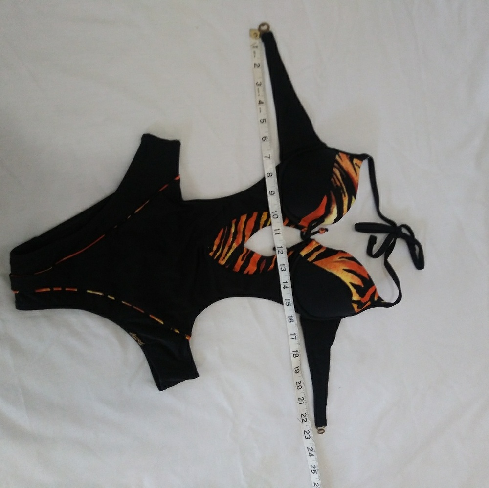 Black tiger print swimsuit